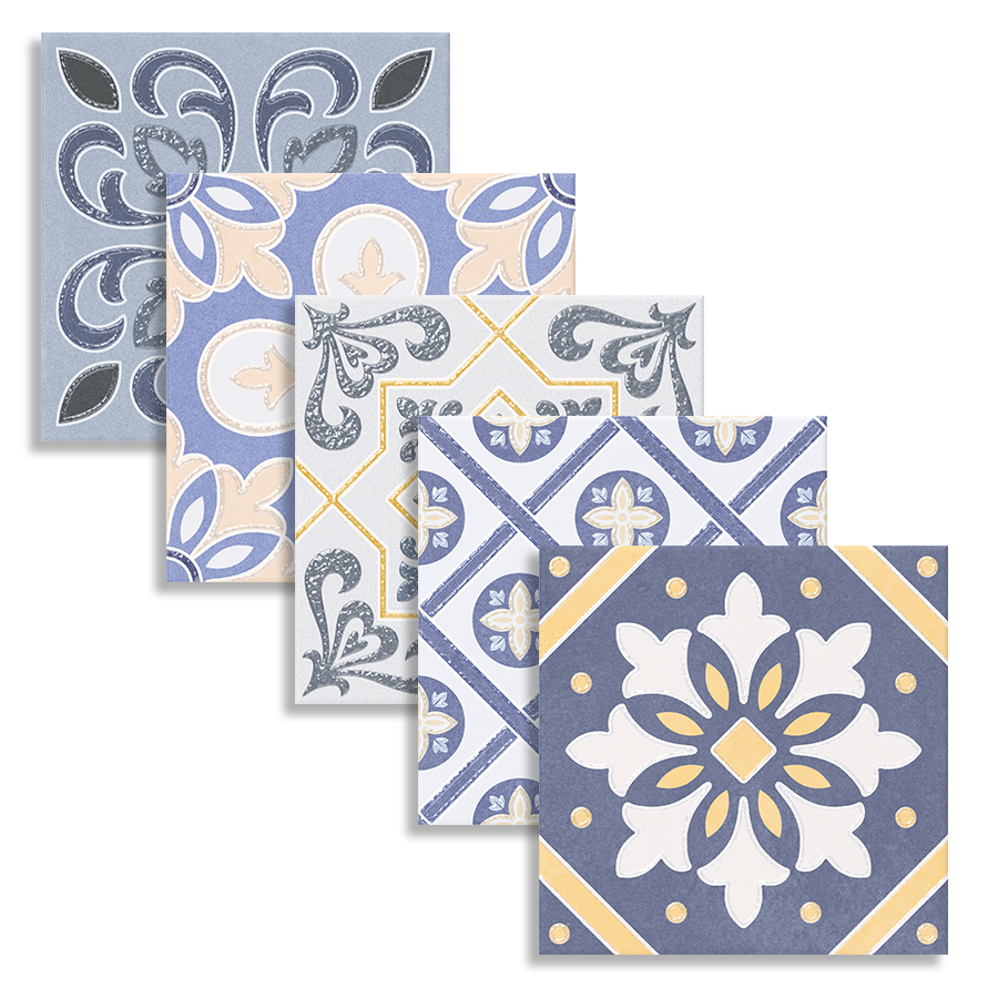 Carrelage Mural Elvas 15x15 | Dessin MIX Brillant sur Mat