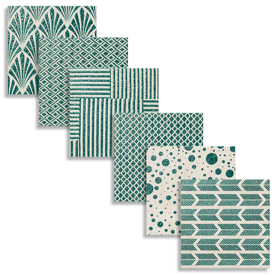 Carrelage Mural Palma 15x15 | Dessin Vert MIX Brillant sur Mat