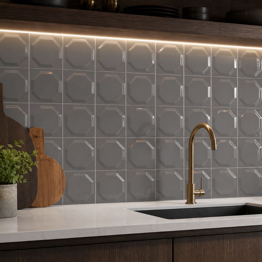 Azulejo Octagon 15x15 | Cinzento 670 Brilhante