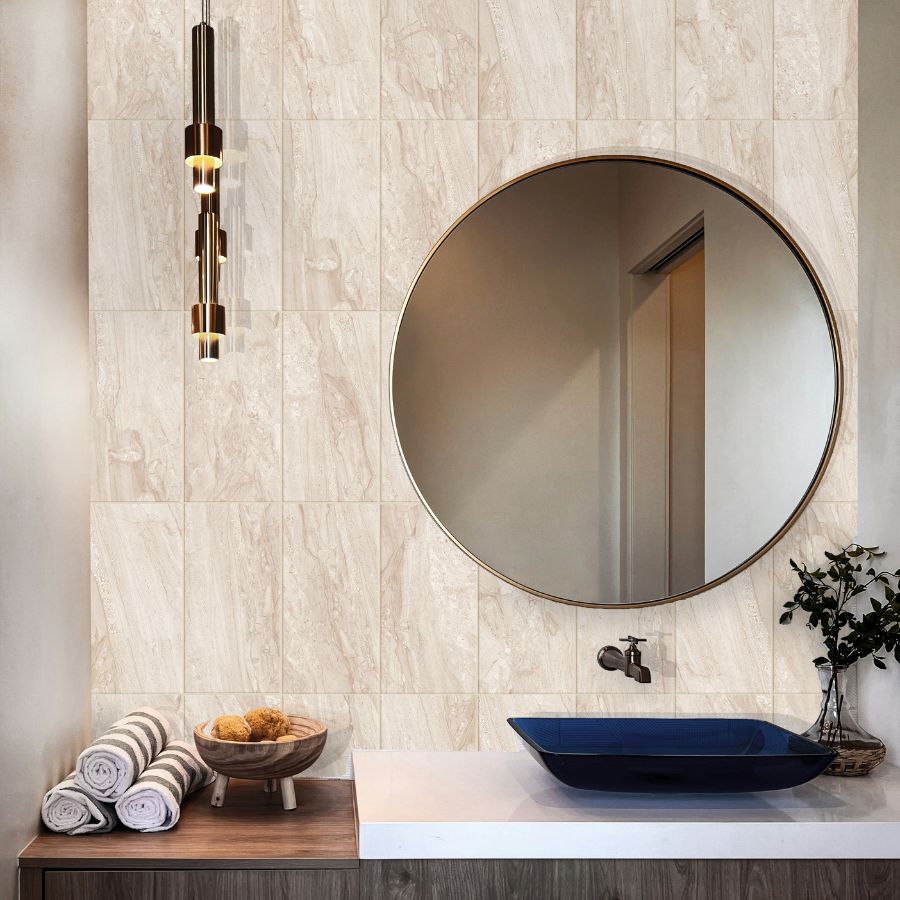 Carrelage Mural Travertino 20x40 | Crème MIX Brillant