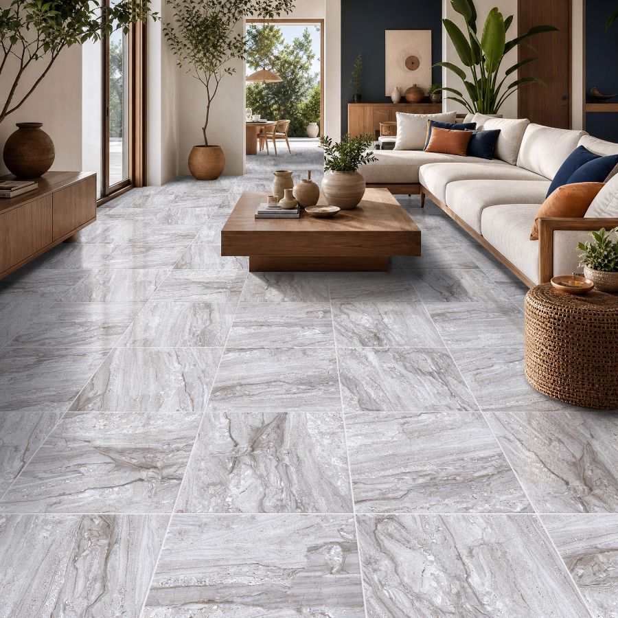 Pavimento Travertino 33,5x33,5 | Cinza MIX Mate