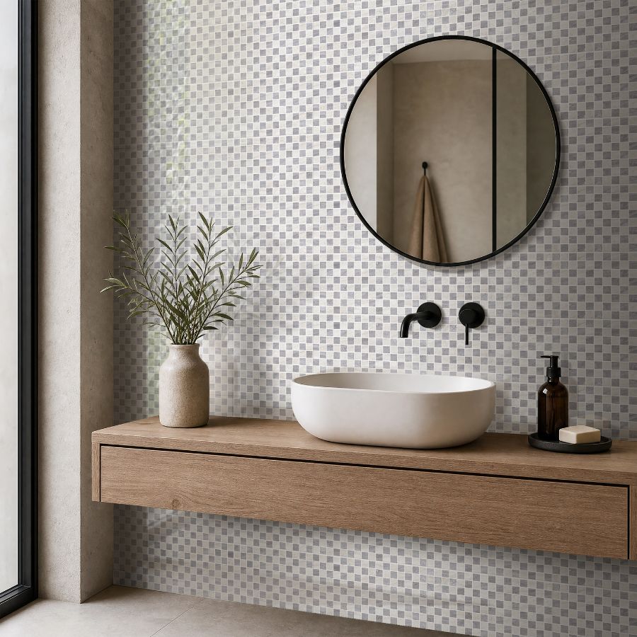 Azulejo Travertino 20x40 | Cinza Decor 2 MIX Brilhante