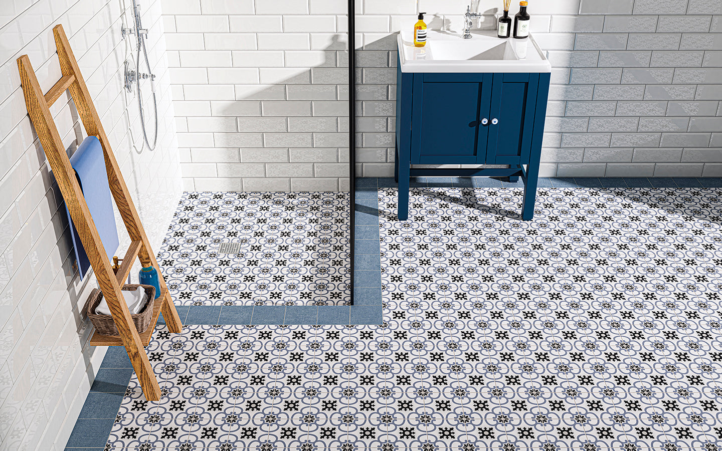Vintage Prime Floor Tile 10x10 | Blue 03 Matt