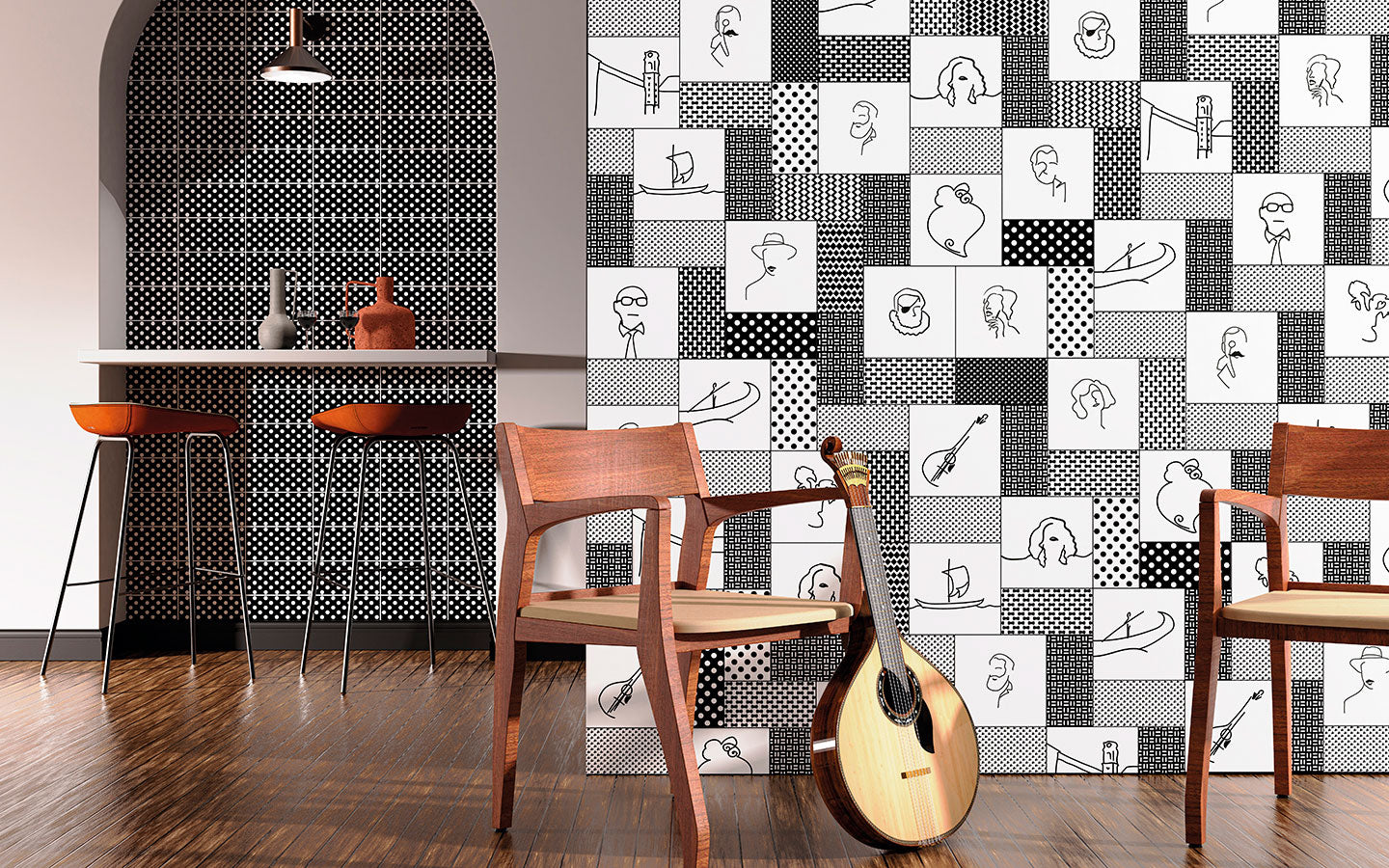 Alma Wall Tile 20x20 | Design 01 Portuguese Guitar Matt