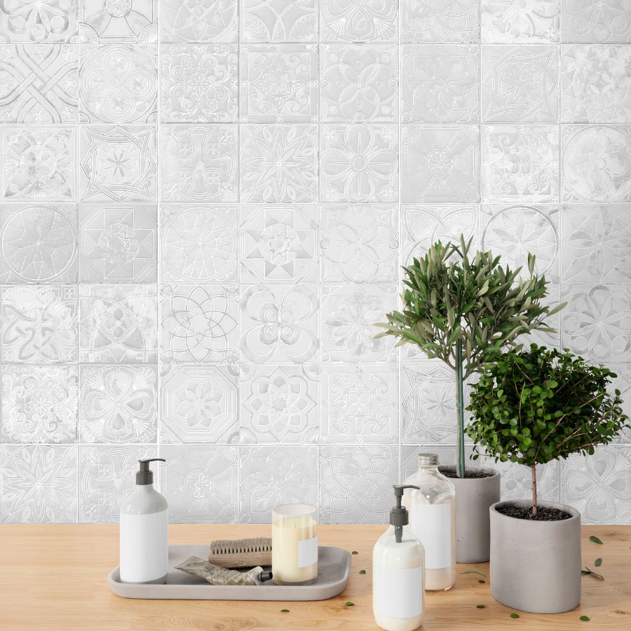 Carrelage Mural Celta 15x15 | Dessin Gris MIX Mat