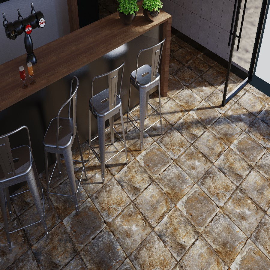 Rústico Floor Tile 33,5x33,5 | Brown MIX Matt