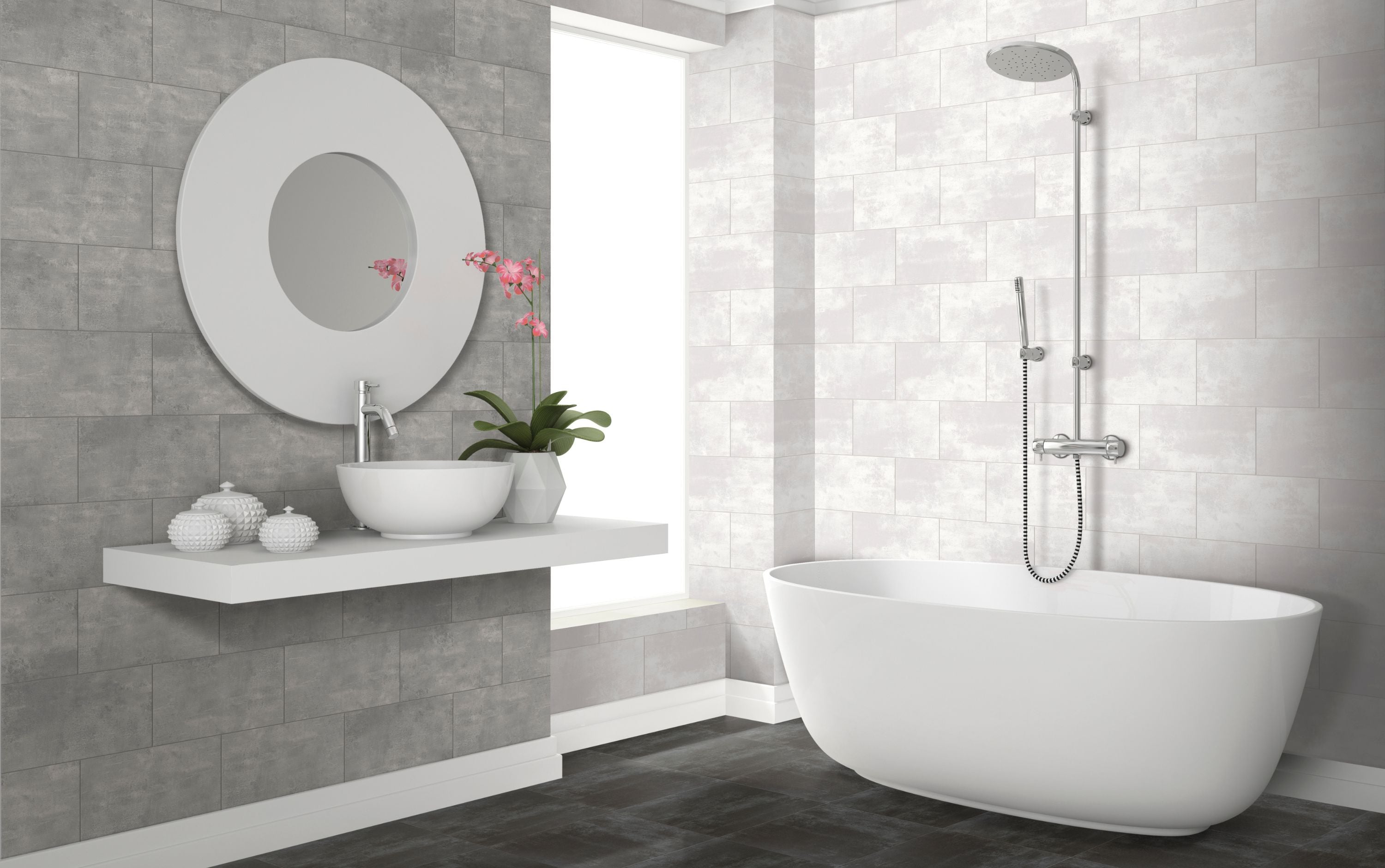 Easy Wall Tile 25x40 | Grey MIX Glossy