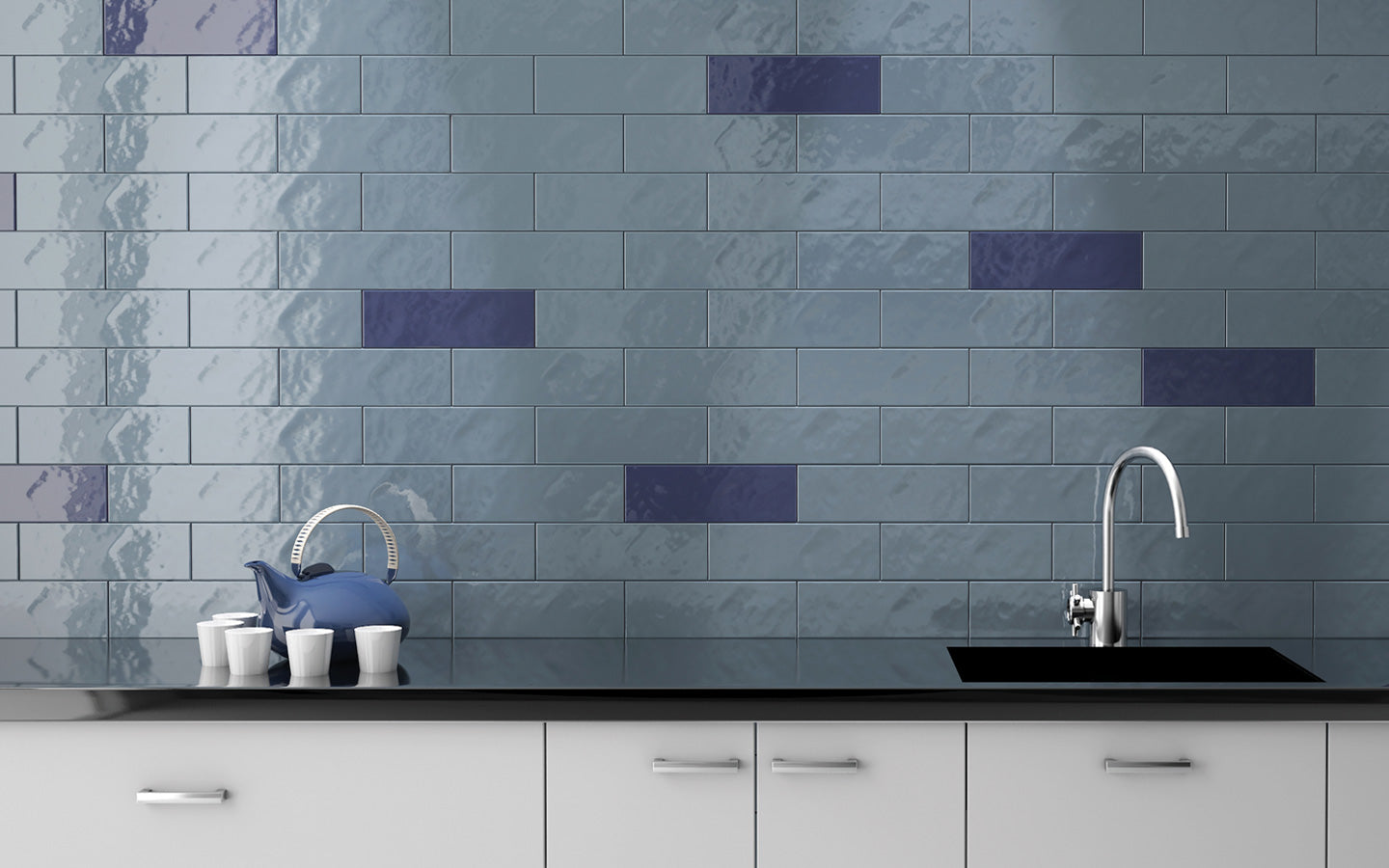 Emotion Wall Tile M10x30 | Blue 730 Glossy