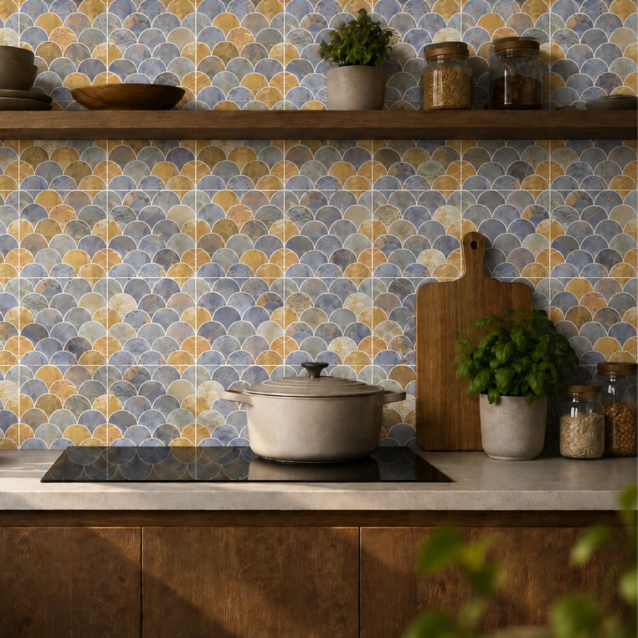Azulejo Escamas 15x15 | Desenho MIX Mate