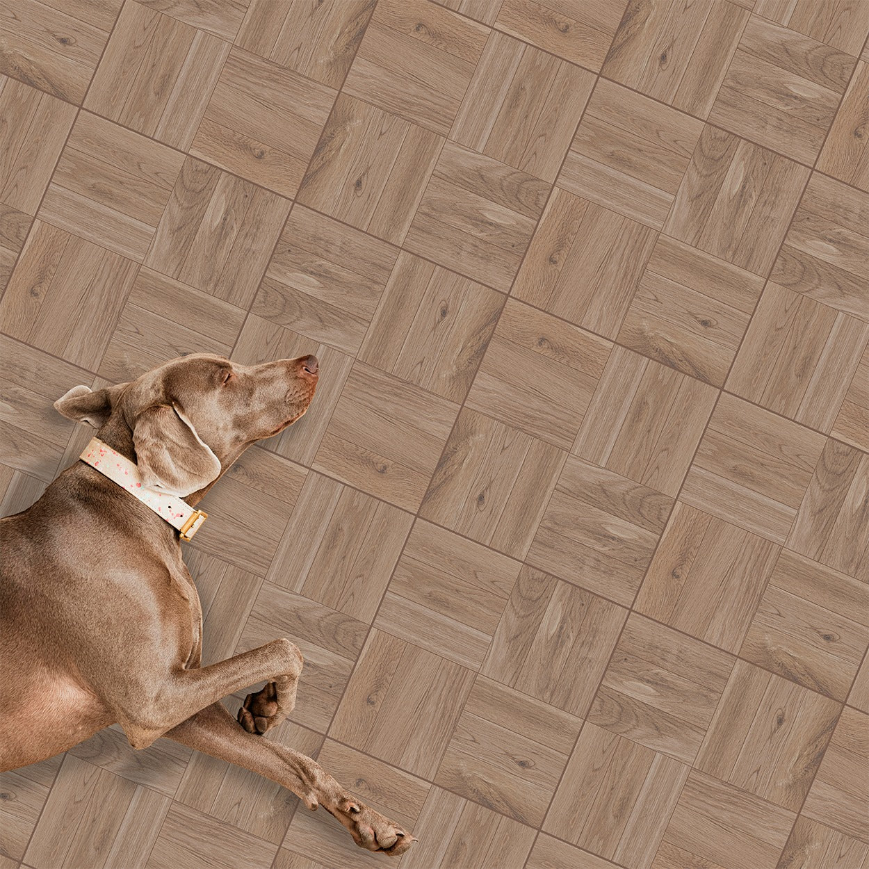 Parquet Floor Tile 33,5x33,5 | Brown MIX Matt