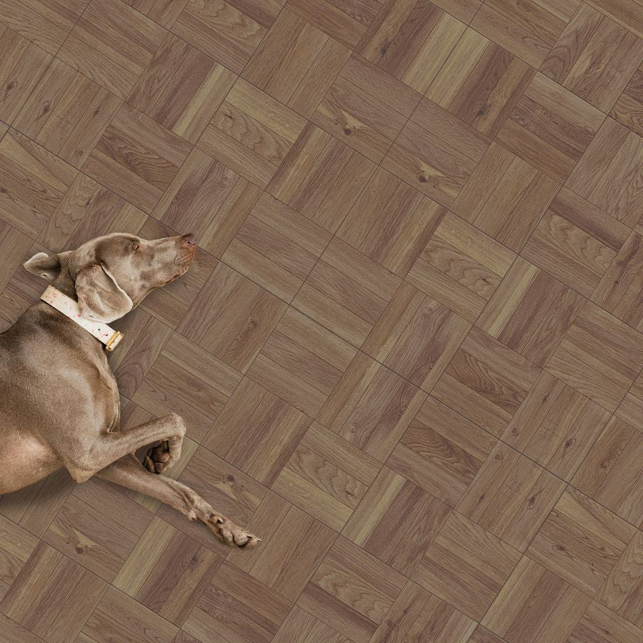 Parquet Floor Tile 33,5x33,5 | Brown MIX Matt