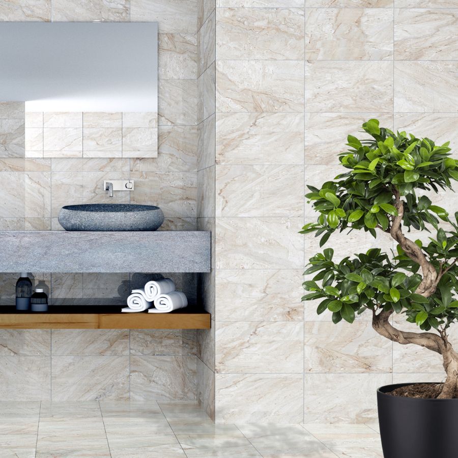 Travertino Wall Tile 20x40 | Sand MIX Glossy